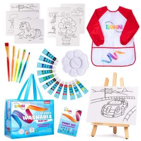 Paint Set for Kids Premium Art Supplies for Boys & Girls 27 Piece Washable Paint Set Includes Canvas Panels Paint Brushes Kids Apron Tabletop Art Ease