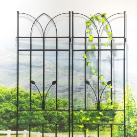 2 Pack Metal Garden Trellis 71" x 17.7" Rustproof Trellis for Climbing Plants Outdoor Flower Support Black