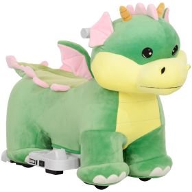 Qaba 6V Kids Ride on Horse, Battery Powered Ride on Toy, Triceratops Shaped Electric Animal Car with Music Forward, PU Wheels