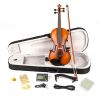 [Do Not Sell on Amazon]Glarry 4/4 Solid Wood EQ Violin Case Bow Violin Strings Shoulder Rest Electronic Tuner Connecting Wire Cloth Matte