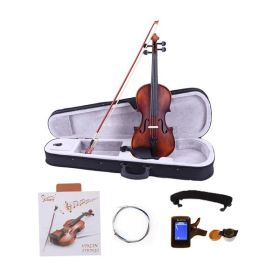 [Do Not Sell on Amazon]Glarry GV200 4/4 Classic Solid Wood Violin Case Bow Violin Strings Rosin Shoulder Rest Electronic Tuner