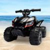 Kids Ride-on ATV, 6V Battery Powered Electric Quad Car with Music, LED Lights and Spray Device, 4 Wheeled Ride-on Toy for Toddlers Age 3-5, Black