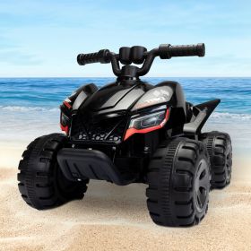 Kids Ride-on ATV, 6V Battery Powered Electric Quad Car with Music, LED Lights and Spray Device, 4 Wheeled Ride-on Toy for Toddlers Age 3-5, Black