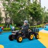 12V Kids Ride On Tractor with Trailer, Battery Powered Electric Car w/ Music, USB, Music, LED Lights, Vehicle Toy for 3 to 6 Ages, Black