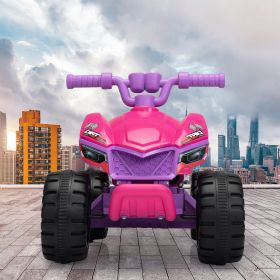 Kids Ride-on ATV, 6V Battery Powered Electric Quad Car with Music, LED Lights and Spray Device, 4 Wheeled Ride-on Toy for Toddlers Age 3-5, Rose Red