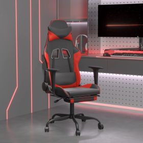 Gaming Chair with Footrest Black and Red Faux Leather