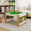 Kids 2 in 1 Play Table with 7 Storage Compartments,Compatible with LEGO Building Block,Modern Activity Learning Table Game Furniture-White