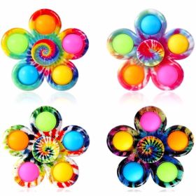 Pop Fidget Spinner Toys 4 Pc Simple Popping Toy Pack Bubble Sensory Set for Kids Party Favor Bulk ADHD Stress Relief Hand Spinners (Random , Pcs )