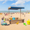 Children's Wooden Sandbox with Adjustable Canopy, Sandpit with Covers Kids Wood Playset Outdoor Backyard - Upgrade Retractable