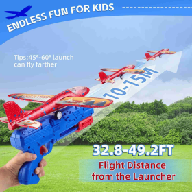 Airplane Launcher Toys, 2 Flight Modes LED Foam Glider Catapult Plane, Outdoor Flying Toy for Kids