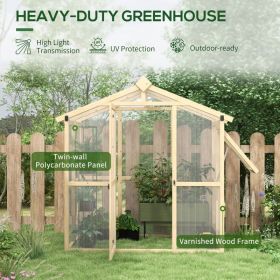 Walk-in Polycarbonate Greenhouse Green House with Automatic Temperature Window and Lockable Door, 6.5' x 4' x 6.7'
