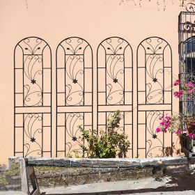 4 Pack Metal Garden Trellis 86.7" x 19.7" Rustproof Trellis for Climbing Plants Outdoor Flower Support Peacock Style Black