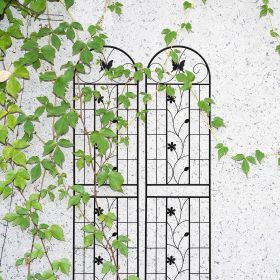 2 Pack Metal Garden Trellis 86.7" x 19.7" Rustproof Trellis for Climbing Plants Outdoor Flower Support Black