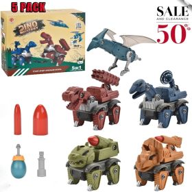 5 Pack Dinosaur Toys for Kids Age 3+, Take Part Toys Dinosaur STEM Building Toys Set for Toddler