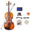 [Do Not Sell on Amazon]Glarry 4/4 Solid Wood EQ Violin Case Bow Violin Strings Shoulder Rest Electronic Tuner Connecting Wire Cloth Matte