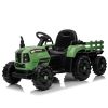 Ride on Tractor with Trailer,24V 400W Powered Electric Tractor Toy w/Remote Control,electric car for kids,Three speed adjustable,Power display, USB