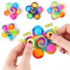 Pop Fidget Spinner Toys 4 Pc Simple Popping Toy Pack Bubble Sensory Set for Kids Party Favor Bulk ADHD Stress Relief Hand Spinners (Random , Pcs )