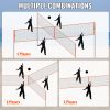 VEVOR 4-Way Volleyball Net, Adjustable Height Badminton Net Set for Backyard Beach Lawn, Outdoor Portable Volleyball Net with Carrying Bag