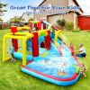 7 in1 Inflatable slide water park bouncing house outdoor Soccer garden bouncer with Splash pool & Water gun & Climbing wall & Basketball & Football