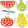 Wooden Lacing Toy,Educational Threading Activity Puzzles,Learning Fine Motor Skill Travel Toy,Wooden Fruit Threading Set for Toddlers Kids