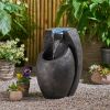 Weather Resistant Floor Fountain with Light, Multi-Gray