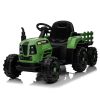 Ride on Tractor with Trailer,24V 400W Powered Electric Tractor Toy w/Remote Control,electric car for kids,Three speed adjustable,Power display, USB
