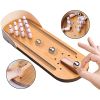 Table Top Mini Bowling Game Set-Tabletop Wooden Board Mini Arcade Desktop Tiny Bowling Shooting Alley Office Desk Stress Relief Gadgets Small Finger T