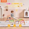 VEVOR Pikler Triangle Set, 5 in 1 Toddler Climbing Toys Indoor Playground, Ramp, and Arch, Montessori Climbing Set with Triangle