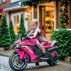 12V Kids Ride on Motorcycle, Battery Powered Electric Motorcycle for Kids, Ride on Toy with LED Light Wheels, MP3, Bluetooth, two wheels,Pink