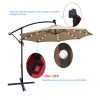 Tan 10 ft Outdoor Patio Umbrella Solar Powered LED Lighted Sun Shade Market Waterproof 8 Ribs Umbrella with Crank and Cross Base for Garden Deck Backy
