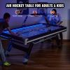 VEVOR Air-Powered Hockey Table, 89" Indoor Hockey Table for Kids and Adults, LED Sports Hockey Game with 2 Pucks, 2 Pushers