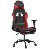 Gaming Chair with Footrest Black and Red Faux Leather