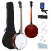 Full Size 5 String Right Handed Banjos Set with Closed Solid Sapele Back & Premium Mahogany Neck and Premium Accessories