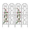 4 Pack Metal Garden Trellis 86.7" x 19.7" Rustproof Trellis for Climbing Plants Outdoor Flower Support Peacock Style Black