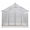 8' x 10' Polycarbonate Outdoor Greenhouse, Aluminum Walk-in Green House w/ 5-Level Adjustable Vents, Gutter and Door