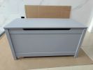 Kids Wooden Toy Box Storage with Safety Hinged Lid for Ages 2+ (Gray)