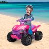 Kids Ride-on ATV, 6V Battery Powered Electric Quad Car with Music, LED Lights and Spray Device, 4 Wheeled Ride-on Toy for Toddlers Age 3-5, Rose Red