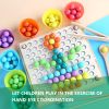4 in 1 Wooden Board Bead Game; Montessori Rainbow Puzzle Sorting Stacking Toy; Kids Learning Math; Gift Girls; Boys for 3 Years Old and Up 3+