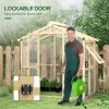 Walk-in Polycarbonate Greenhouse Green House with Automatic Temperature Window and Lockable Door, 6.5' x 4' x 6.7'
