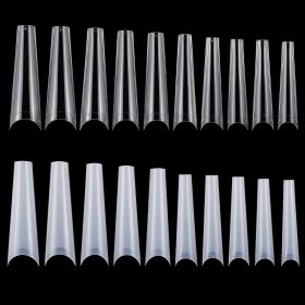 500Pcs False Nail Tips C Curve Half Cover French Nails Extra Long Fake Finger Nails For Nail Art Salons Home DIY 10 Sizes (option: Transparent)