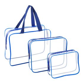 3Pcs Clear Travel Bags Waterproof Cosmetic Makeup Lotion Toiletry Wash Handbags Transparent Holder Pouch Kits For Swimming Travel Hotel (option: Blue)