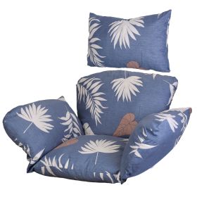 Egg Chair Cushion Hanging Basket Seat Cushion Thicken Soft Egg Swing Chair Pad Hanging Egg Chair Cushion with Headrest (option: Blue BeigeLeaf)