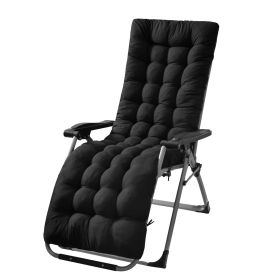 67x22in Chaise Lounger Cushion Recliner Rocking Chair Sofa Mat Deck Chair Cushion (option: Black)