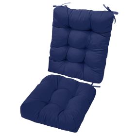 2Pcs Rocking Chair Cushion Upper And Lower Back And Seat Sets with Non-Slip Ties Polyester Fiber Filling Comfortable for Indoor Home Office Car (option: NavyBlue)