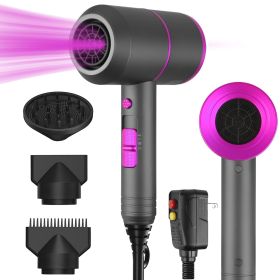 1800W Hair Dryer Portable Compact Hair Blow Dryer with Cool/Warm/Hot Wind with Diffuser Concentrator/Comb Nozzle ALCI Plug Overheat Protection for Wom (option: Grey)
