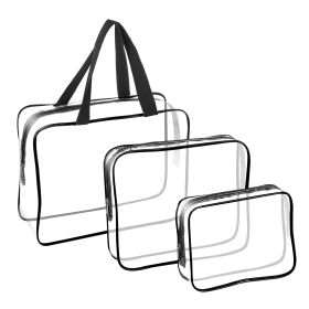 3Pcs Clear Travel Bags Waterproof Cosmetic Makeup Lotion Toiletry Wash Handbags Transparent Holder Pouch Kits For Swimming Travel Hotel (option: Black)