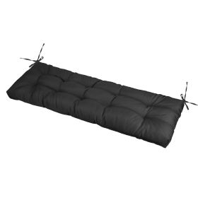 Bench Seat Cushion For Indoor Outdoor Furniture Non Slip Long Chair Cushion with Ties Strap Waterproof Swing Cushion 51.18x19.68IN For Garden Patio Ba (option: Black)