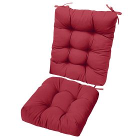 2Pcs Rocking Chair Cushion Upper And Lower Back And Seat Sets with Non-Slip Ties Polyester Fiber Filling Comfortable for Indoor Home Office Car (option: WineRed)