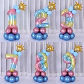 1 SET Color Change Foil Number Foil Balloons for 1st Birthday Party Decorations Kids Toys Baby Shower Latex Globos (size: 6)
