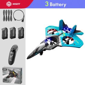 V17 RC Remote Control Airplane Drone 2.4G Gravity Sensing Remote Control Plane Glider Airplane EPP Foam Boy Toys Kids For Gift (Ships From: China, Color: Blue 3 Battery)